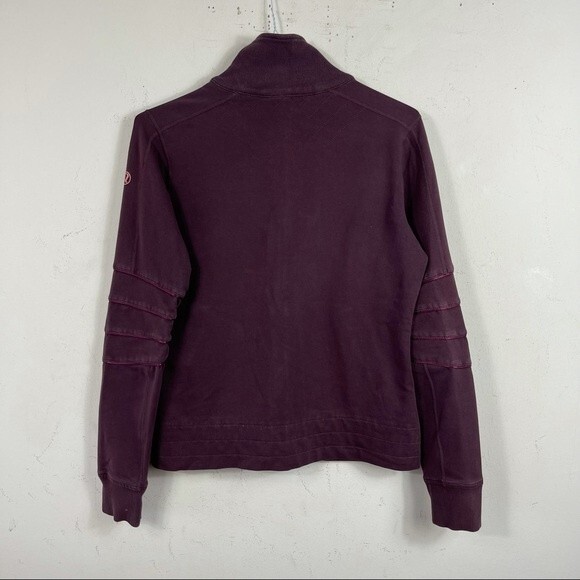 Lululemon Mogul Jacket Satin Ribbon Trim Elbows Quilted Moto Jacket Maroon 6 - Picture 11 of 16